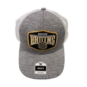 Boston Bruins NHL Charcoal Hat Adjustable MVP Mesh Snapback New